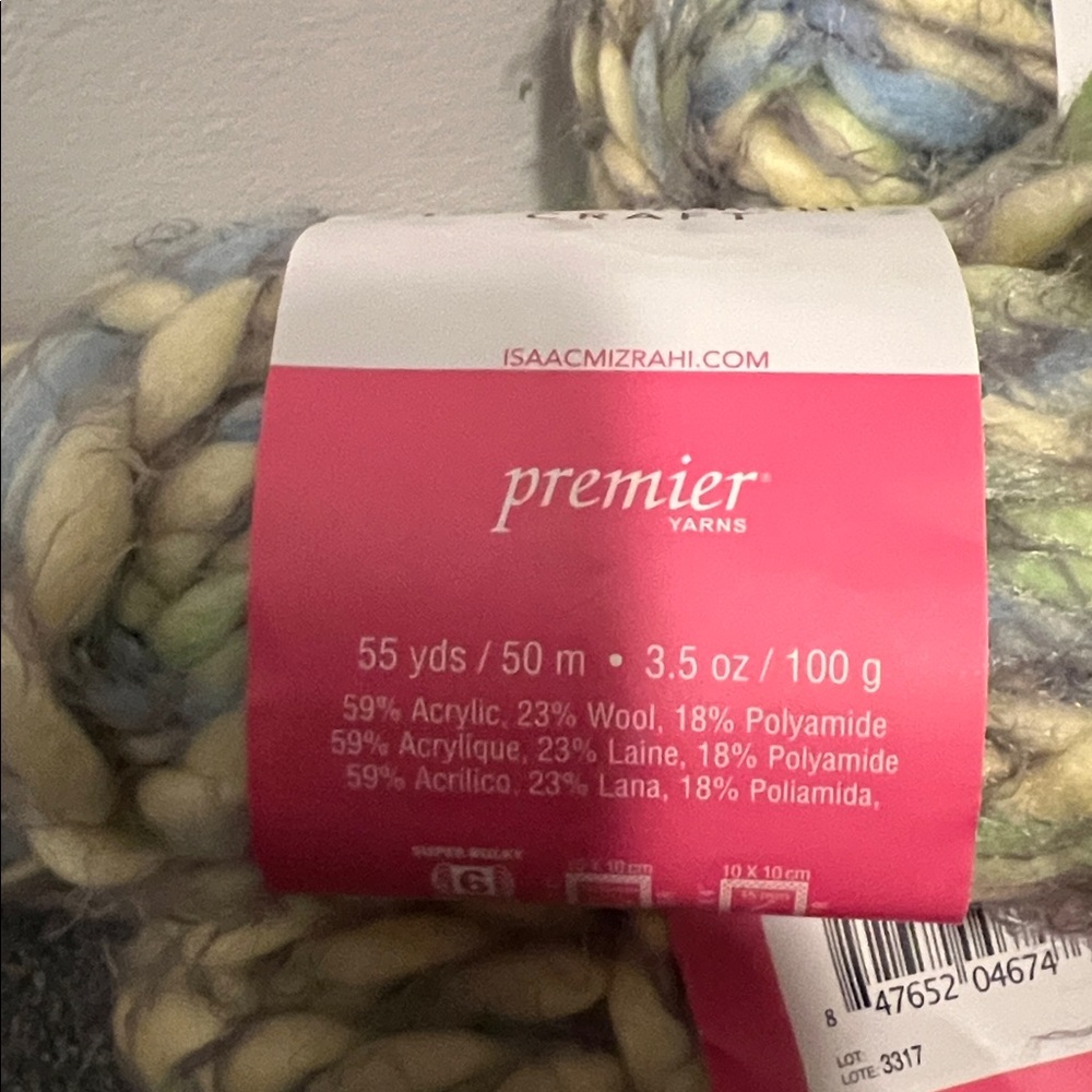 Issac Mizrahi…Premier Yarn in Blue/Yellow/Green…color is Sheep Meadow - Picture 5 of 5